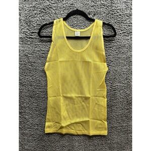Vintage 5050 Mesh Tank Top Rare Yellow Activewear 80's Size Medium Deadstock‎